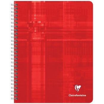 Caiet 17x22cm cu spirala, 112 file, Clairefontaine, matematica, rosu Caiet 17x22cm cu spirala, 112 file, Clairefontaine, matematica, rosu