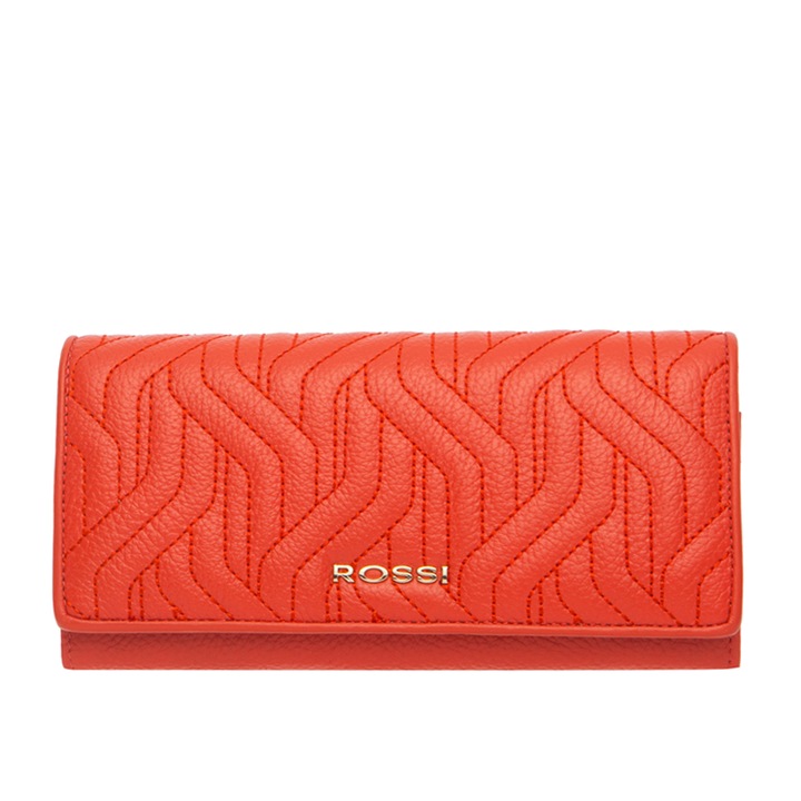 Дамско портмоне Rossi, RSC0129, Корал, Декоративен шев