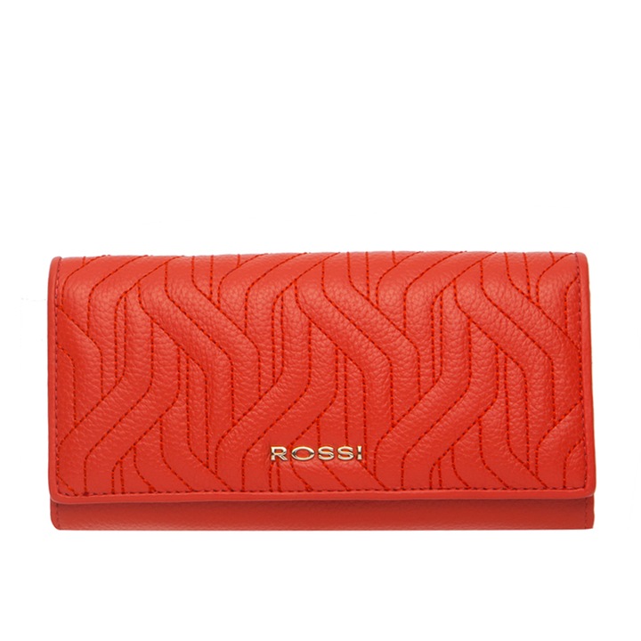 Дамско портмоне Rossi, RSC0229, Корал, Декоративен шев
