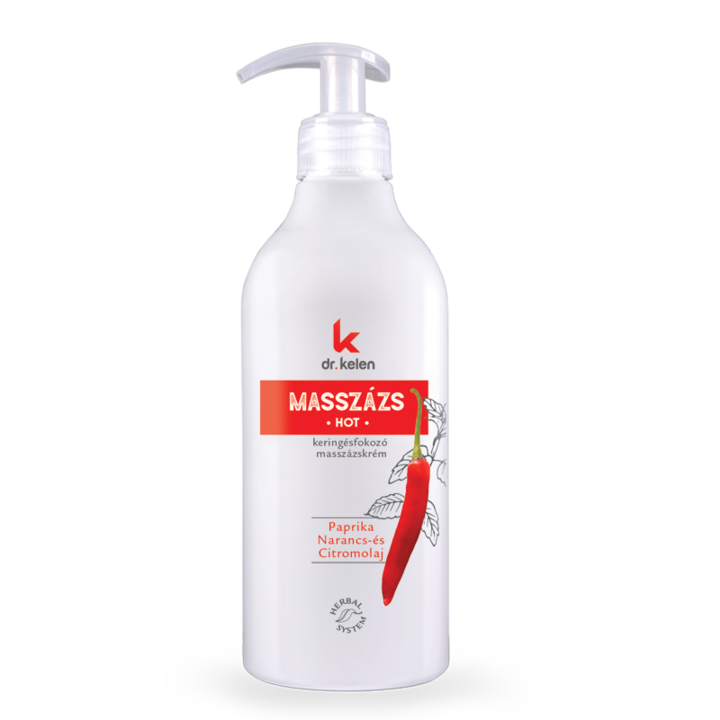 Crema pentru masaj, anticelulitic, hranitoare, emolianta, hidratanta, Hot, DrKelen, 500 ml
