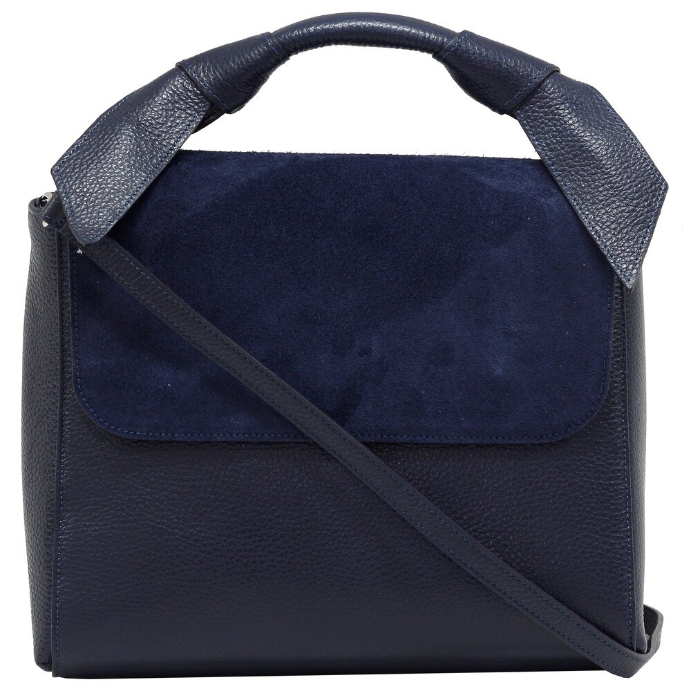 Geanta de dama eleganta din piele naturala LU37B, bleumarin