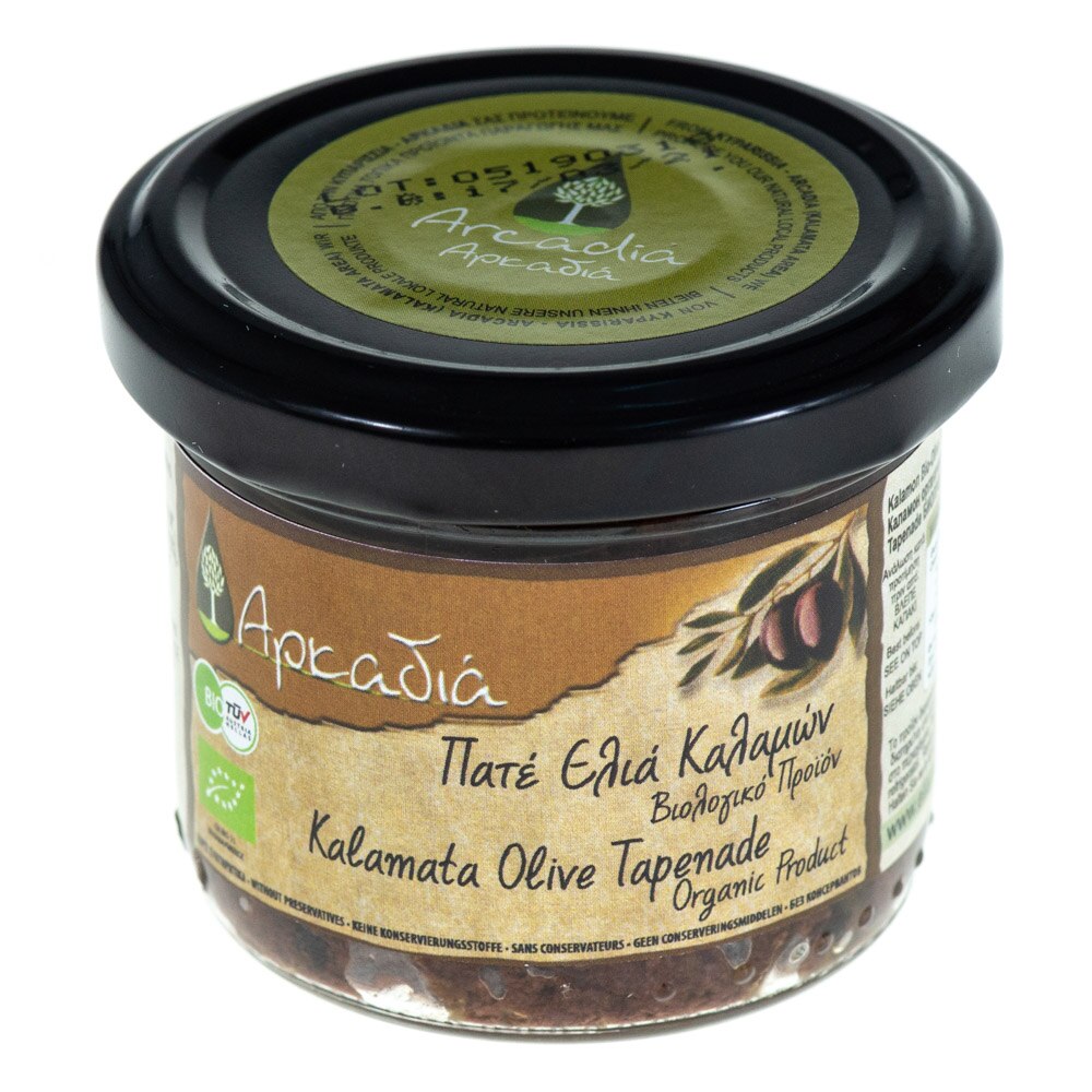 Pasta de masline Kalamata BIO, Arcadia, gust puternic, ideala de servit ca aperitiv, raw vegan, 100 g