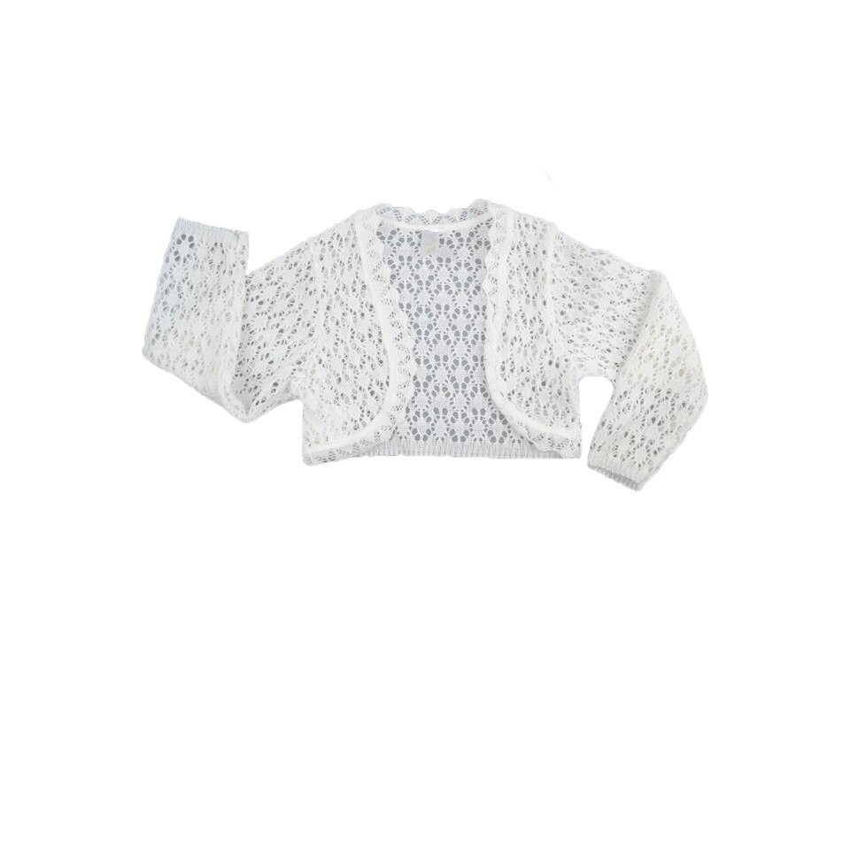 Bolero maneca lunga pentru fete SZAFA KRASNALI BTE75-A11, Alb