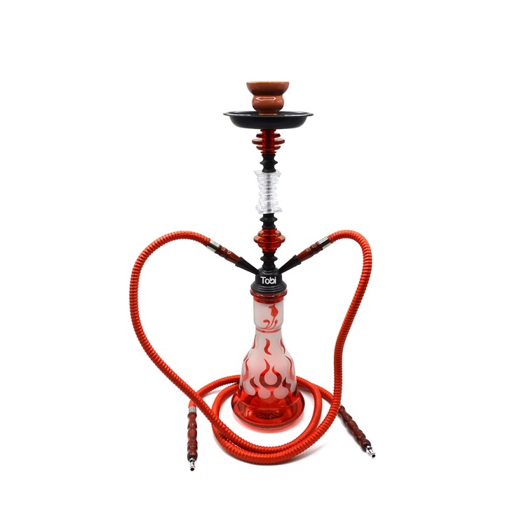 Narghilea Tobi, Baris, 2 furtunuri, Rosu, 54 cm