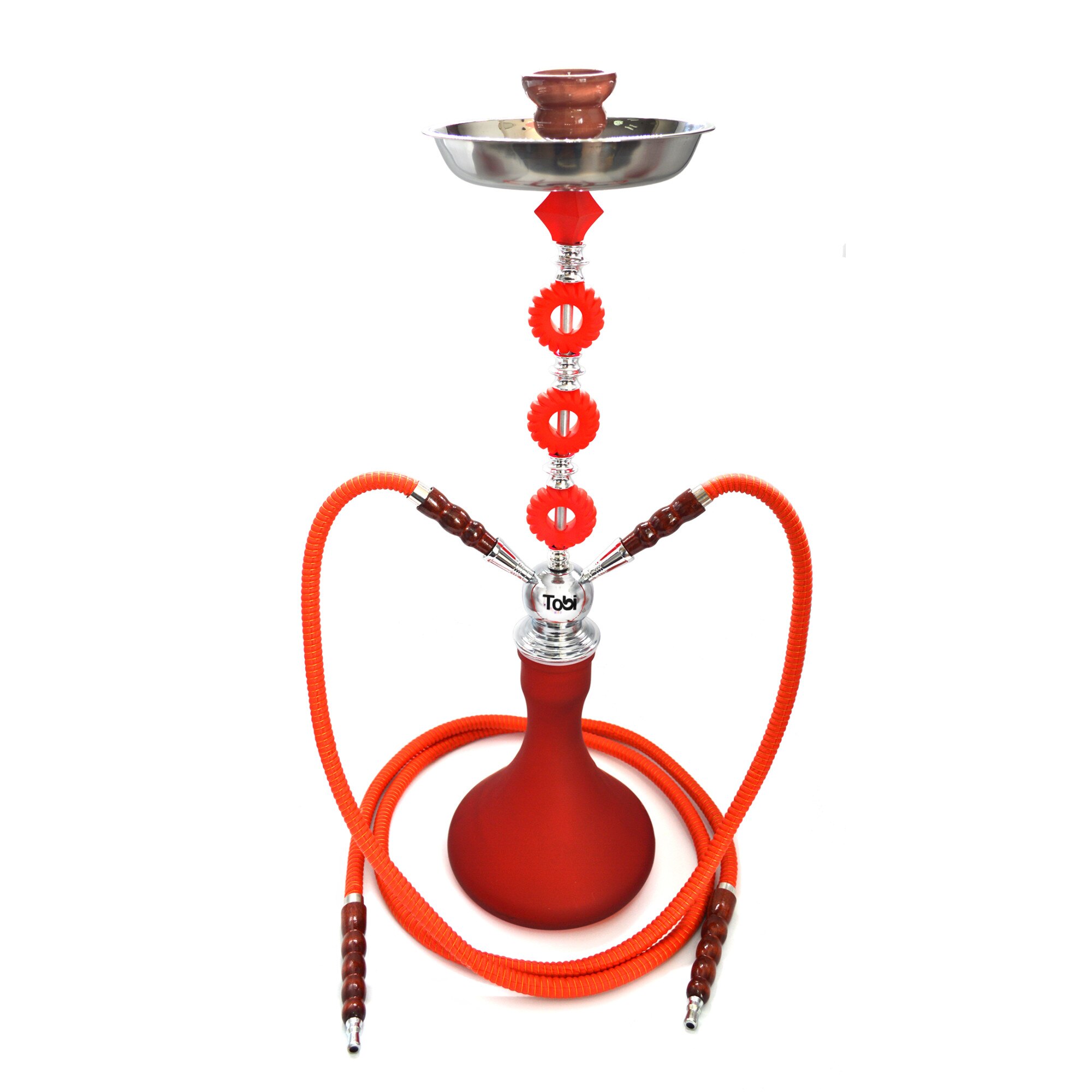 Narghilea Tobi, Assuan, 2 furtunuri, Rosu, 67 cm