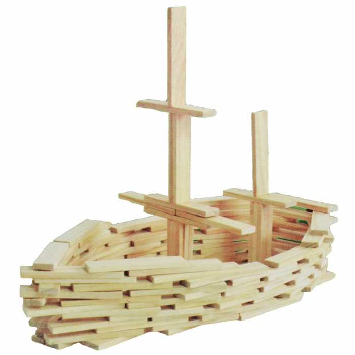 Set de construit cu piese din lemn, Playland, 120 piese