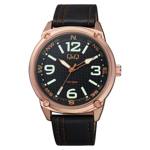 Ceas Q&Q QB10J115Y barbatesc, rose gold, lumibrite