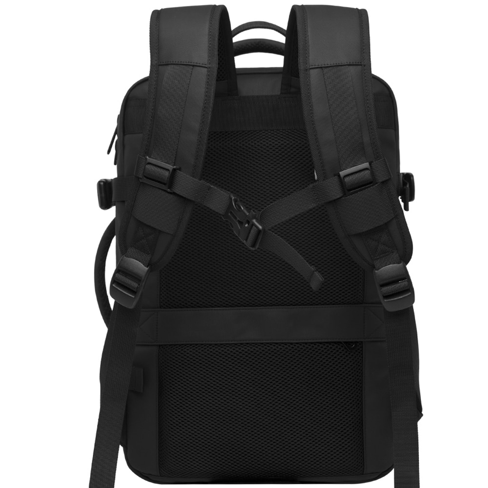 Rucsac calatorii, laptop 15.6 inch, extensibil, rezistent la stropi de apa, multifunctional, buzunar antifurt, sistem fixare pe valiza, port USB, BANGE, BG1908SBK, Negru
