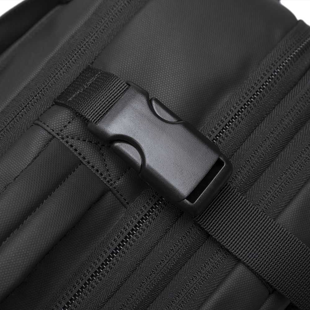 Rucsac laptop 15.6", pentru calatorii, impermeabil, expandabil pana la 37 L, cu port de incarcare USB, BANGE, 44x30x16 cm, Negru