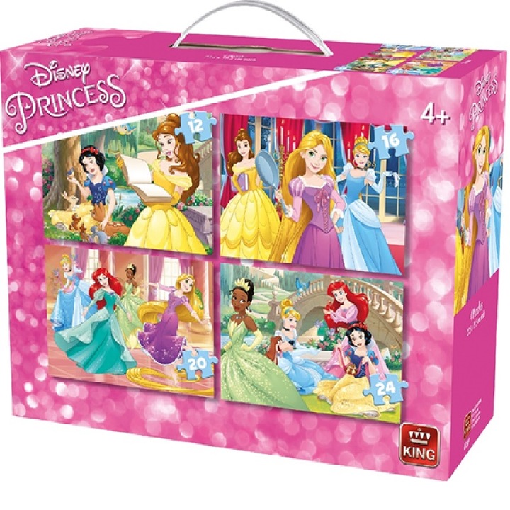 Пъзел KING 605509 4 пъзела в 1 кутия DISNEY PRINCESSES 12+16+20+24 елемента с усложняваща се трудност