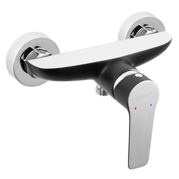 Baterie cabina dus, Ferro, Adore, montaj perete, cartus ceramic 40 mm, alama sanitara, negru/crom