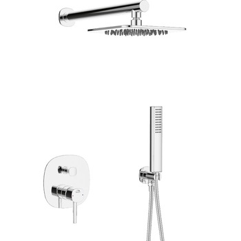 Set dus complet cu baterie incastrata crom, para fixa patrata, Laveo BAP 001P Set dus complet cu baterie incastrata crom, para fixa patrata, Laveo BAP 001P