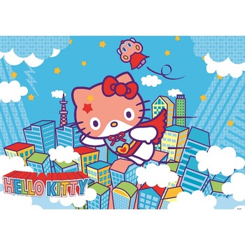 Fototapet pentru copii, hartie, semilavabil, Hello Kytty 254cm x 184cm 456P4 Fototapet pentru copii, hartie, semilavabil, Hello Kytty 254cm x 184cm 456P4