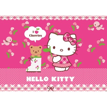 Fototapet pentru copii, hartie, semilavabil, Hello Kytty 368cm x 254cm 457P8 Fototapet pentru copii, hartie, semilavabil, Hello Kytty 368cm x 254cm 457P8
