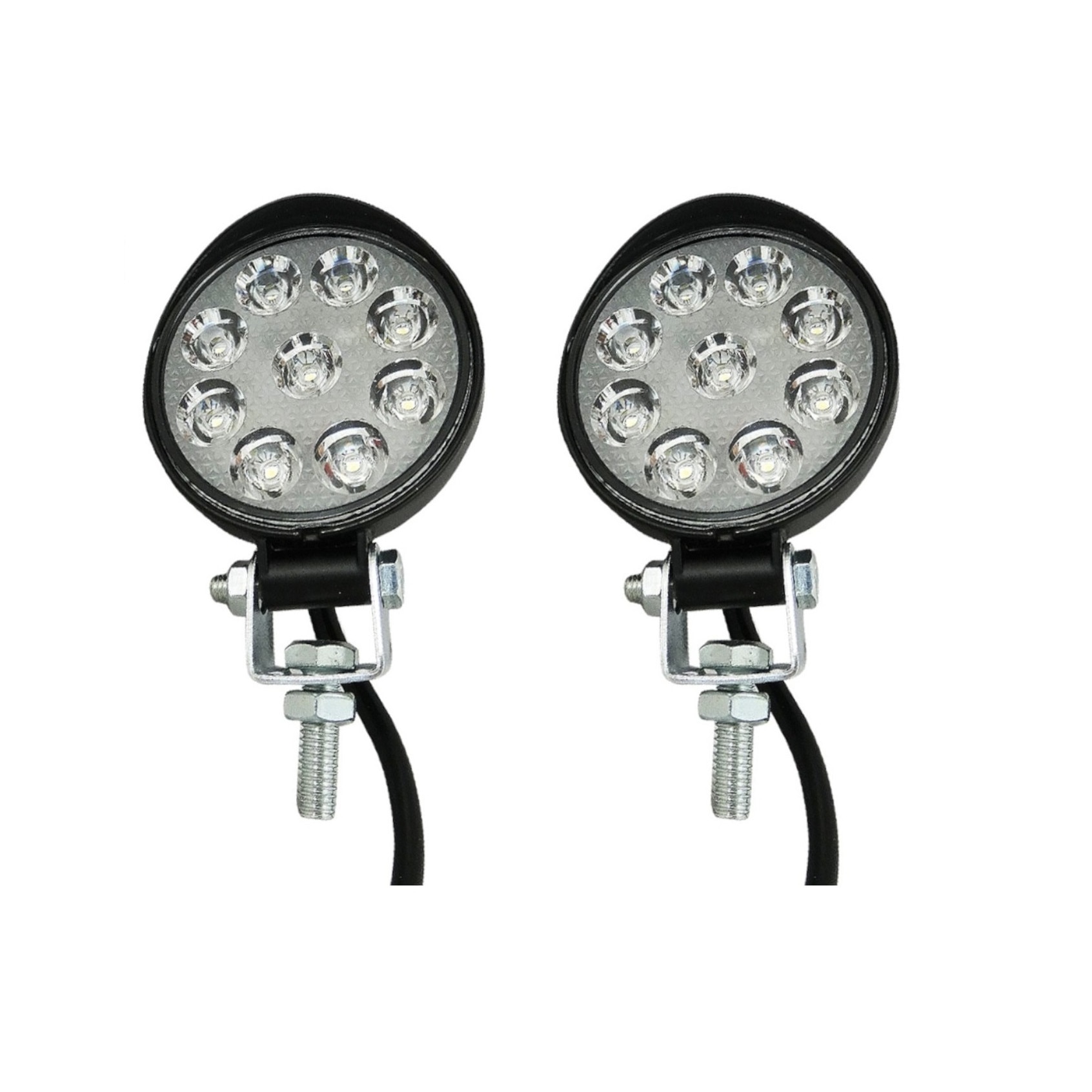 Set 2 LED Mini Proiectore Flexzon 27W , 7.5 cm diametru, 12/24V , Lumina Alba 6500K, Rotund