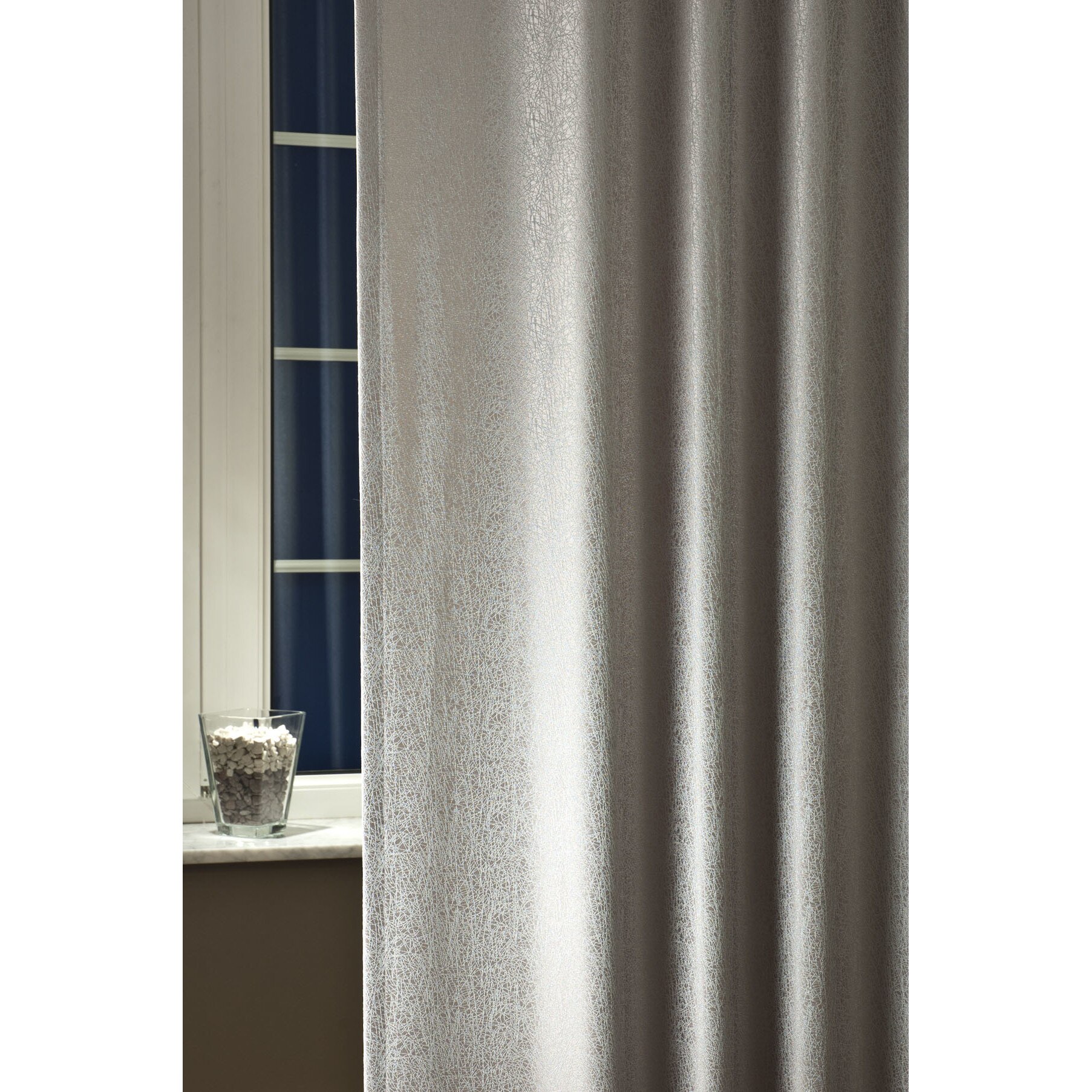 Material textil pentru draperie tafta, gri - vernil