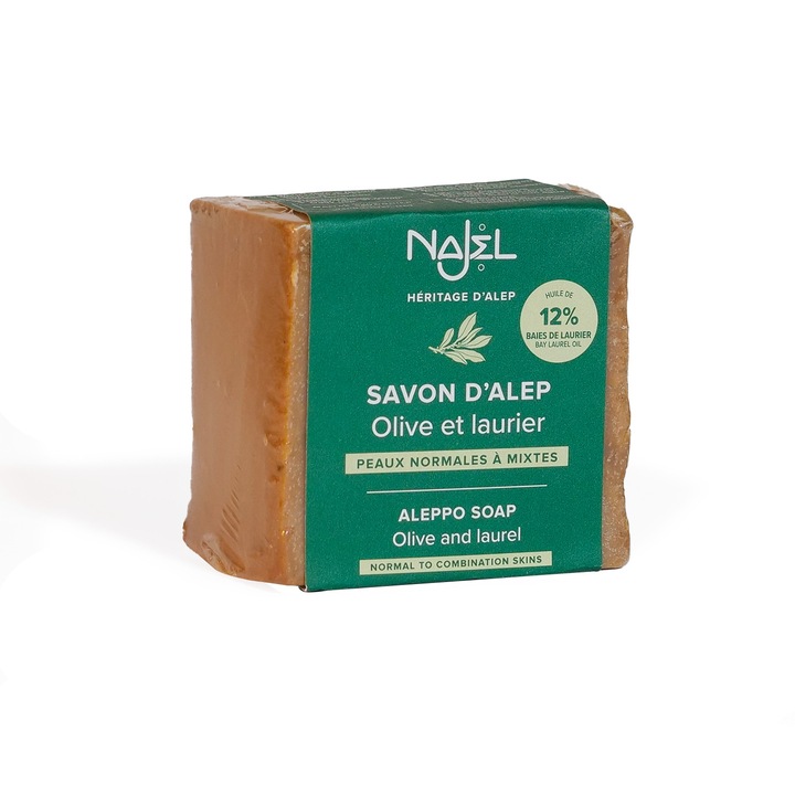 Sapun de Alep Traditional cu 12% Ulei de Dafin Najel 180g – Ideal pentru Piele Sensibila, Alergica, Dermatita, Dermatoze, Psoriazis, Eczeme | Natural, Hidratant, Hipoalergenic, Fara Aditivi, Potrivit pentru Fata si Corp
