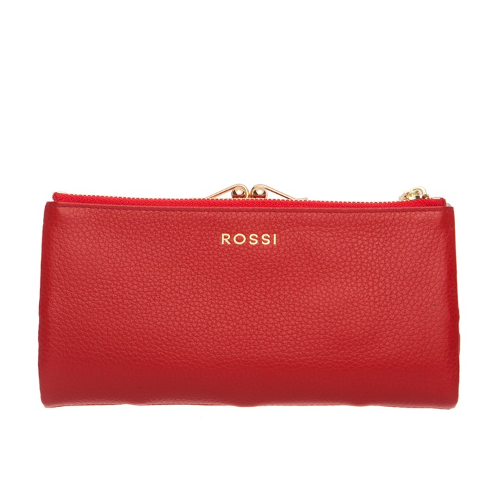 Дамско портмоне Rossi, RSC1131G, Наситено червено със златен обков