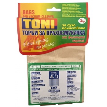 Set 3 saci pentru aspirator Alaska, Toni, AL12, Hartie Set 3 saci pentru aspirator Alaska, Toni, AL12, Hartie