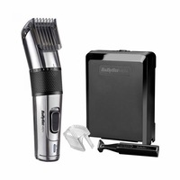 Masina de tuns BaByliss E978E, lame din titan, 26 lungimi de taiere, autonomie 60 min, incarcare 8 ore, functionare cu fir/fara fir, capete lavabile, negru