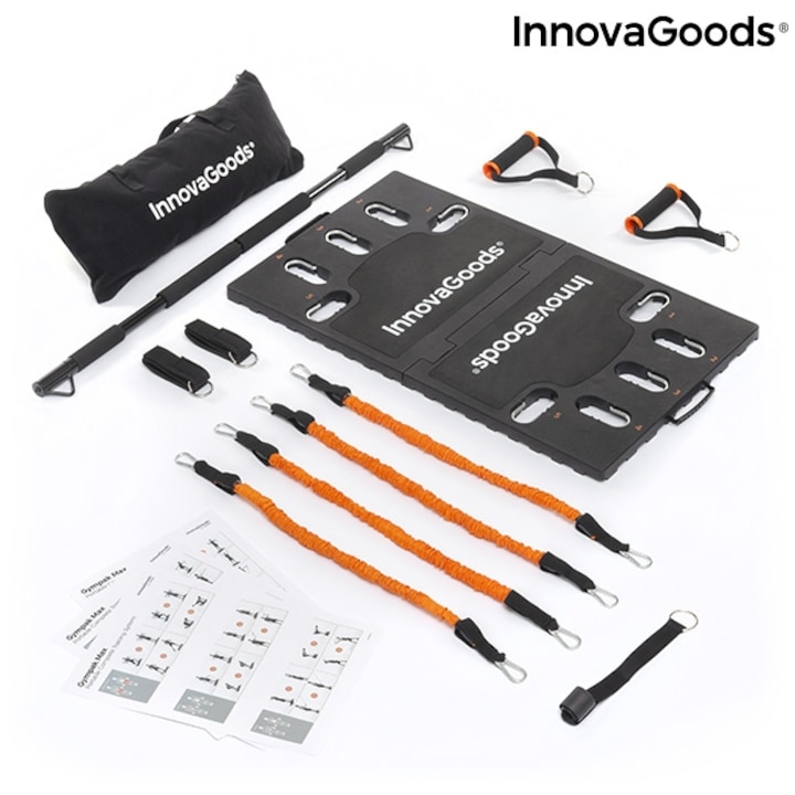 Мултифункционален фитнес уред INNOVAGOODS GYMPAK MAX, 11 части, Регулируем, Черен