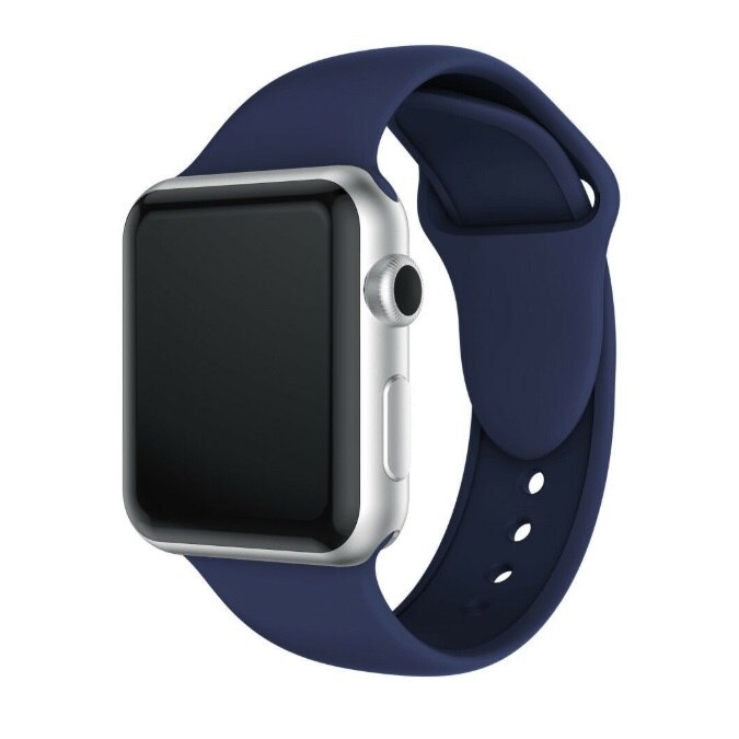 Curea compatibila cu Apple Watch 1 2 3 4 5 , Bratara Sport, Silicon, 38mm, Midnight Blue