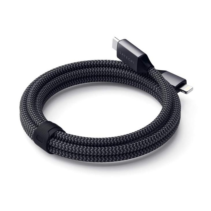 Кабел Satechi USB-C -Lightning сертификат Apple, Space Grey