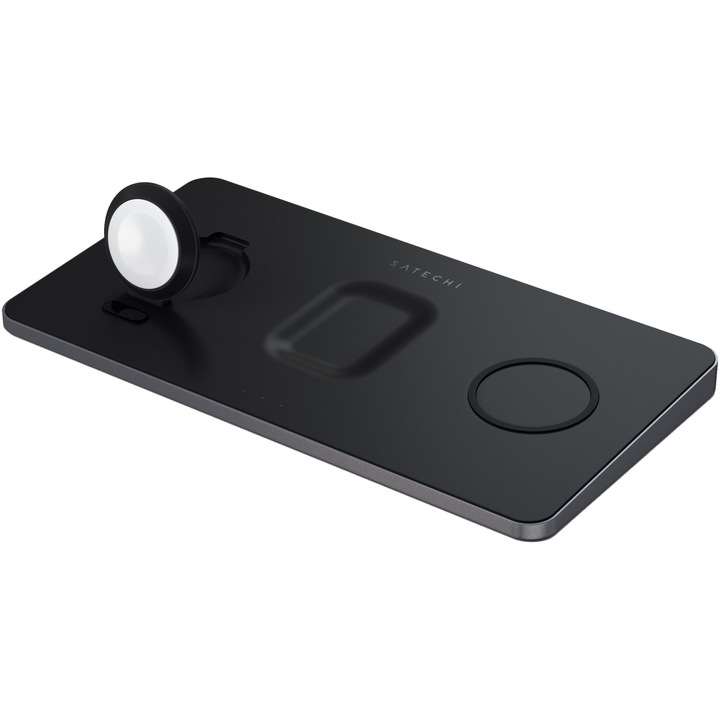 Безжично зарядно устройство Satechi Trio Wireless Charging Pad за Apple Watch, Airpods, iPhone, Black