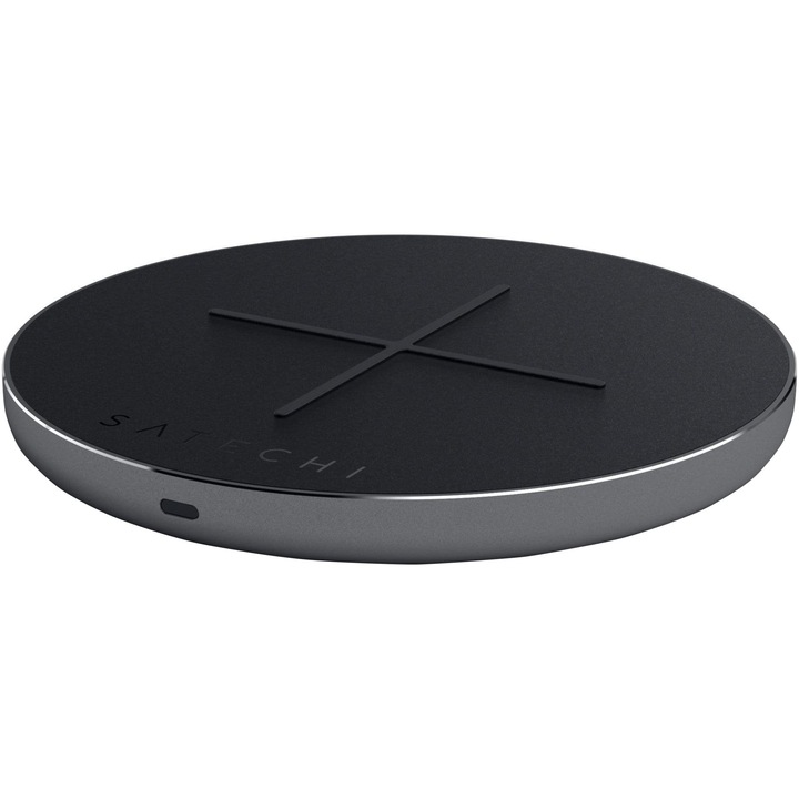 Безжично зарядно устройство Satechi Aluminum Fast Charger V2, USB Type C, Space Grey