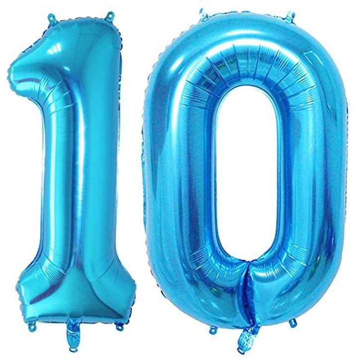 Baloane figurina folie, Domi Party & Gifts, Albastru, numar 10, 100 cm