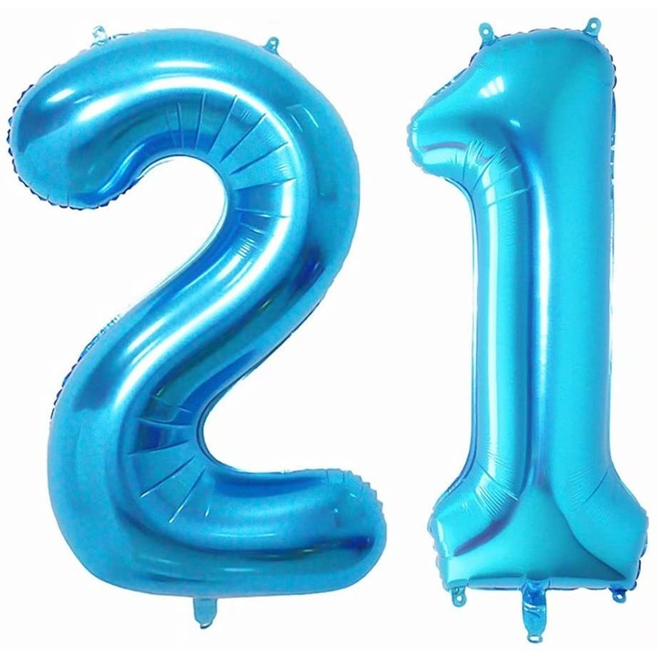 Baloane figurina folie, Domi Party & Gifts, Albastru, numar 21, 100 cm