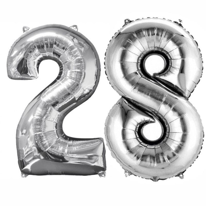 Baloane figurina folie, Domi Party & Gifts, Argintiu, numar 28, 100 cm