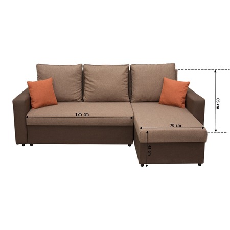 Coltar extensibil Kring Nero, 225x145x82, reversibil, suprafata dormit 200x140 cm, maro
