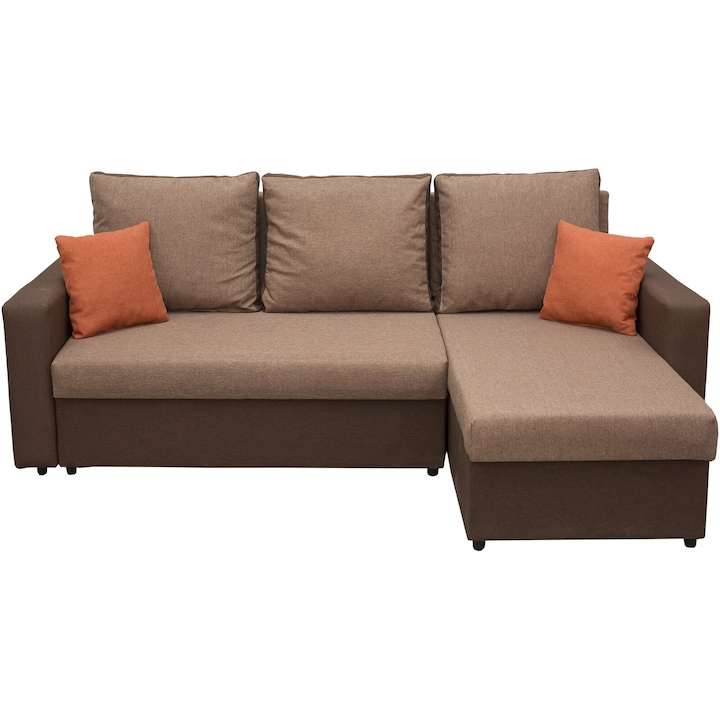 Ъглов диван Kring Nero, Разтегателен, 225x145x82, Реверсивен, Площ за спане 200x140 см, Кафяв