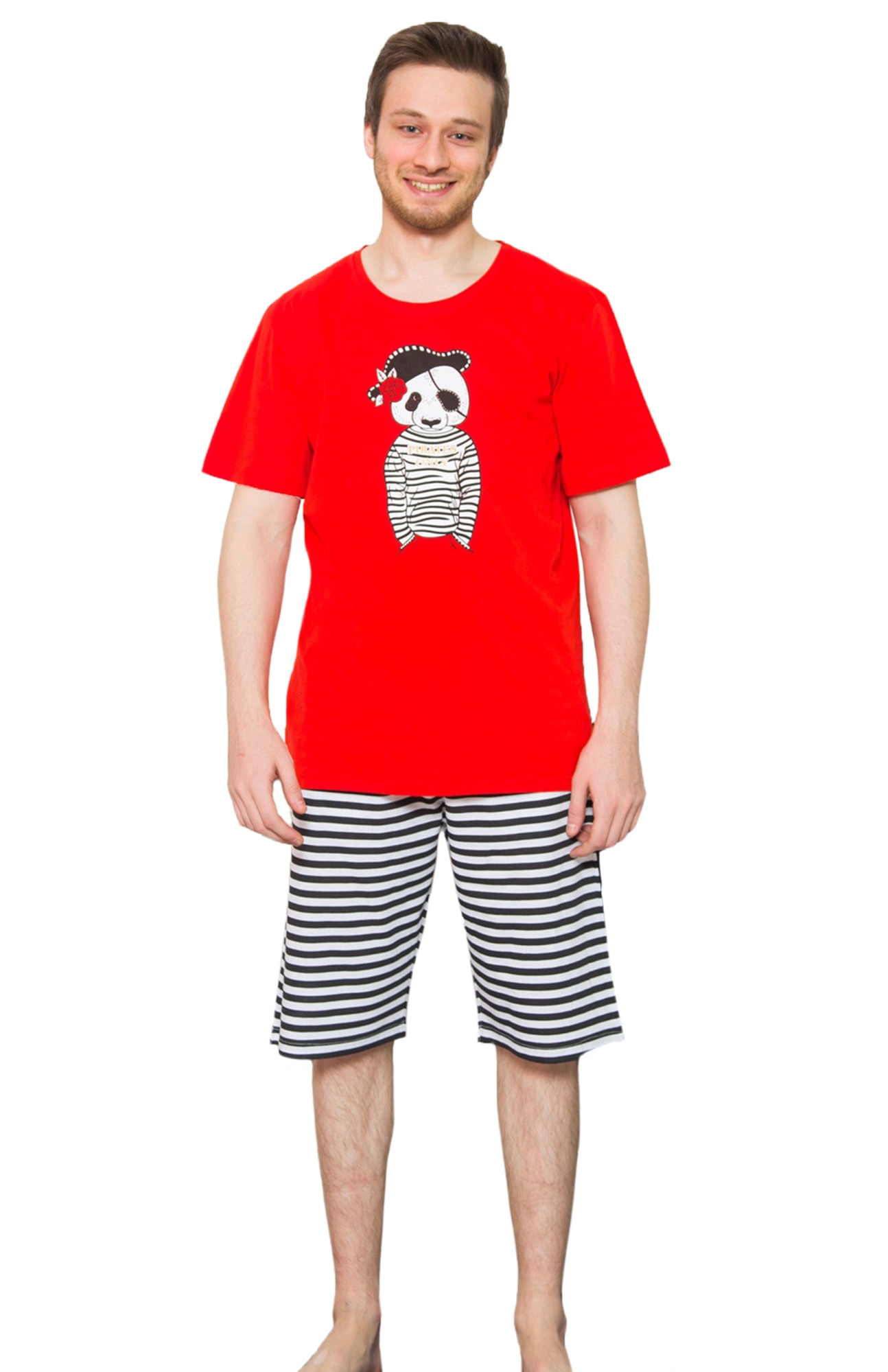 Pijama barbati Gazzaz by Vienetta, model Cool Pirate, rosu