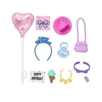 Set accesorii Barbie - Zi de nastere cu baloane, 11 piese Set accesorii Barbie - Zi de nastere cu baloane, 11 piese