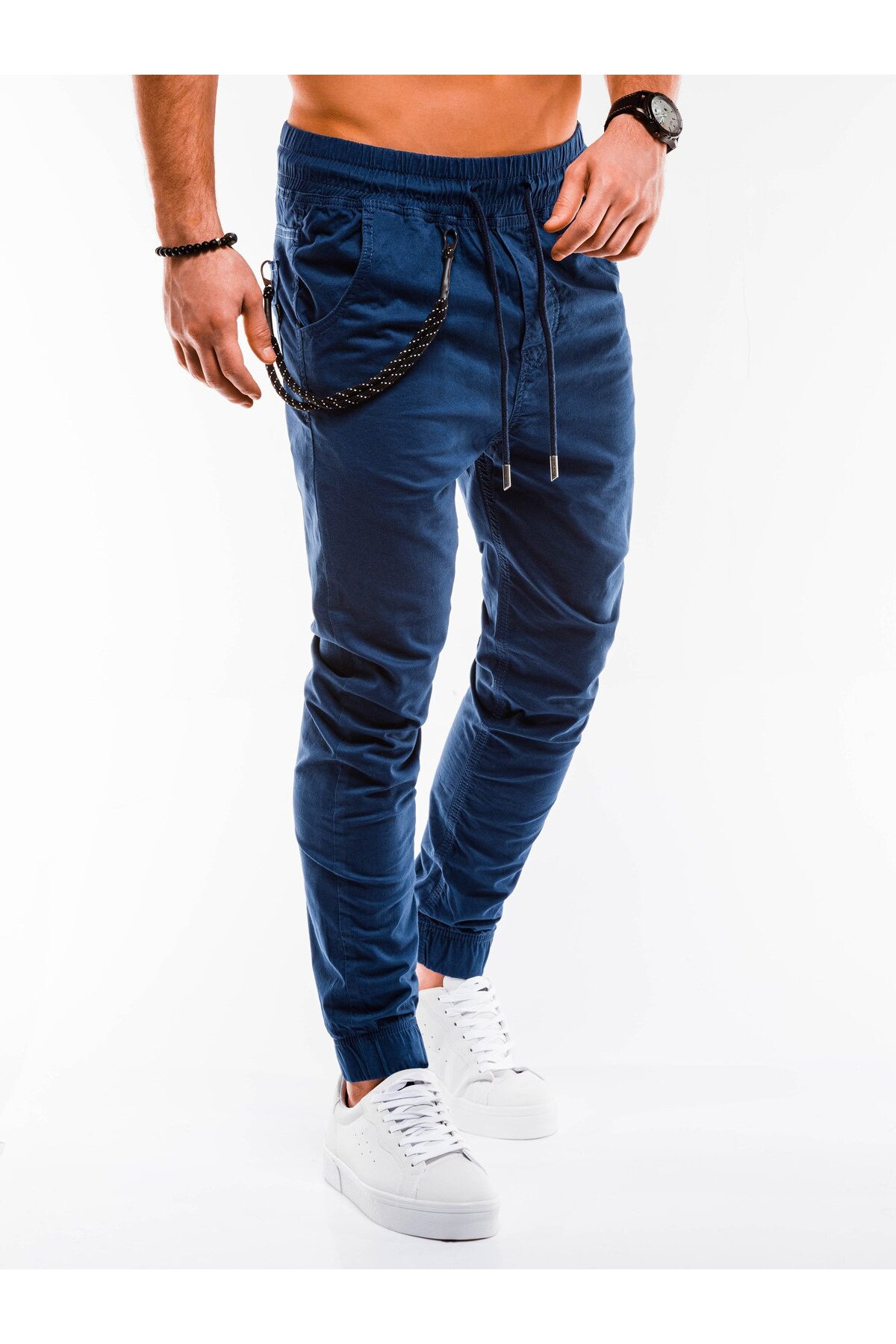 Pantaloni casual barbati slim fit P908 - bleumarin, Bleumarin, 2XL