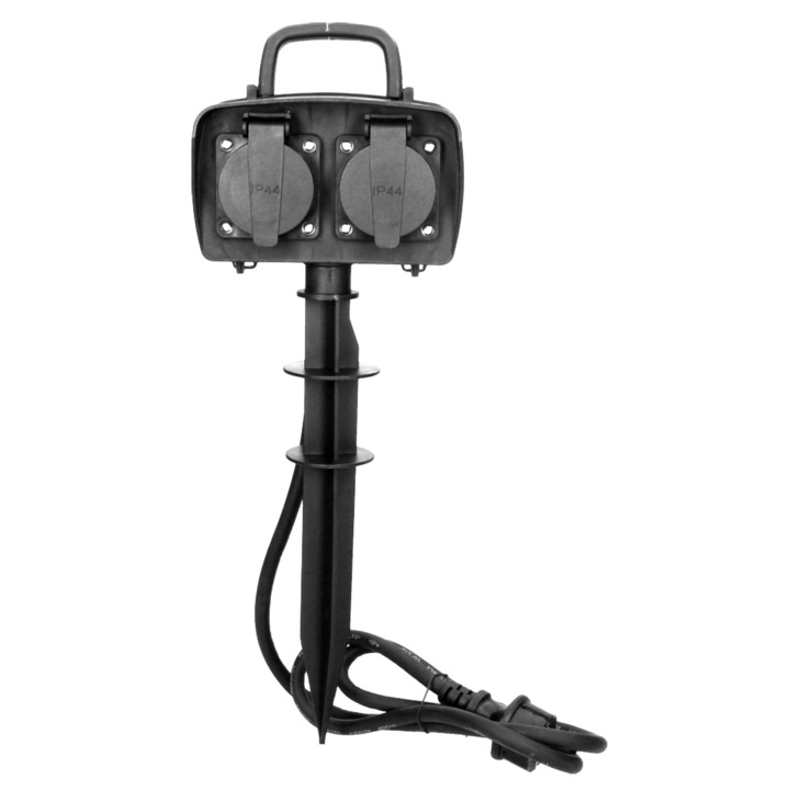 Удължител за градина ORNO OR-AE-13138(GS), 2 гнезда 230V, 3680W, 16A, IP44, 1.5 m, Черен