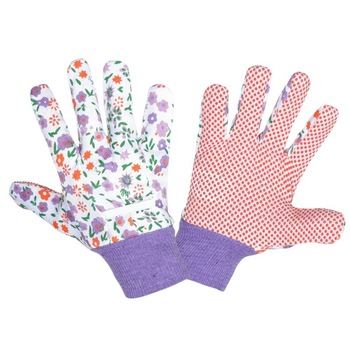 Manusi vinil cu bumbac tip floral , marime L ( 9 ) Manusi vinil cu bumbac tip floral , marime L ( 9 )