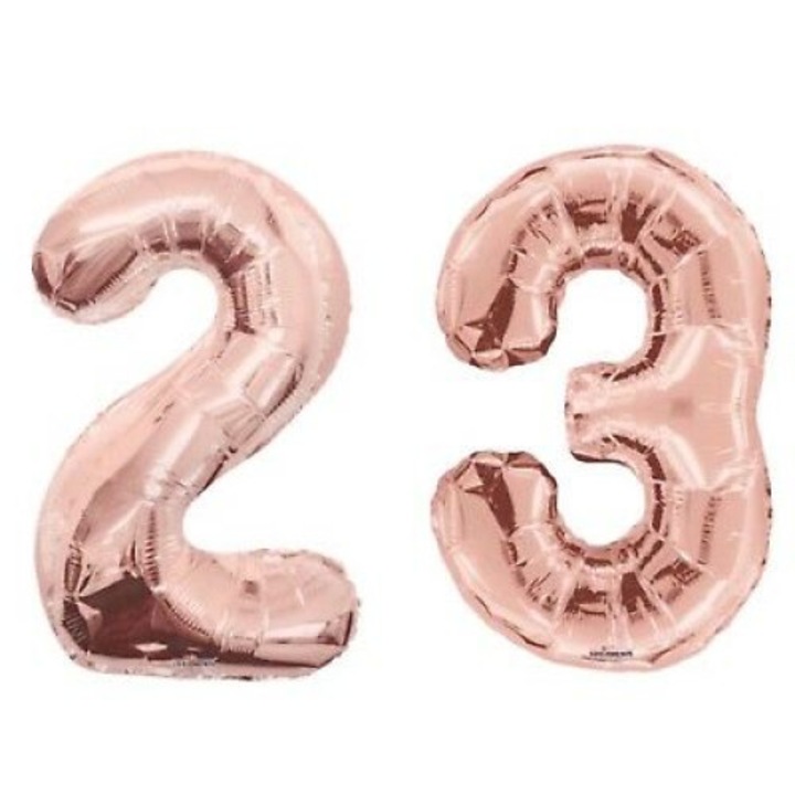 Baloane figurina folie, Domi Party & Gifts, Rose Gold, numar 23, 100 cm