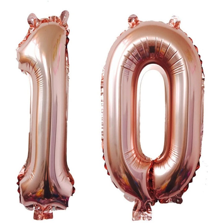 Set 2 baloane folie, ESB, Roz Gold, aniversare 10 ani, 105 cm