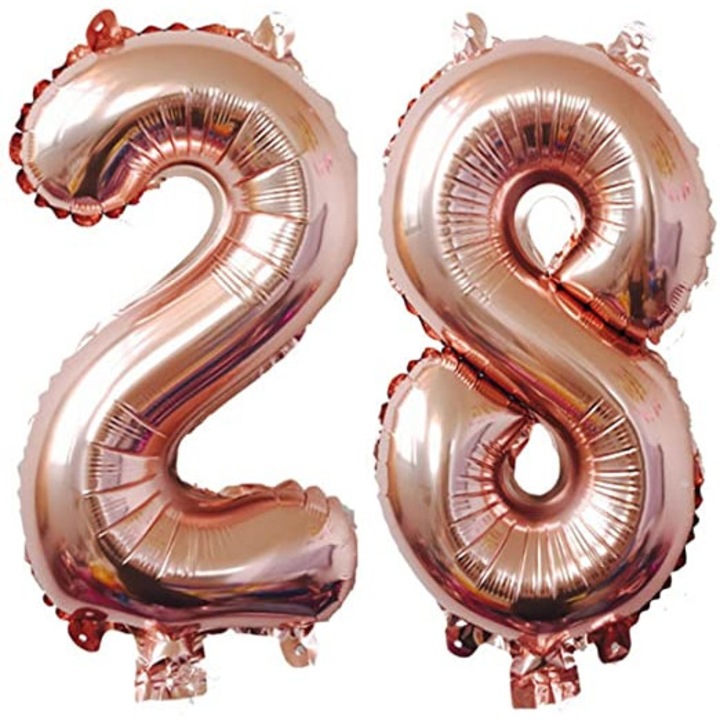 Baloane figurina folie, Domi Party & Gifts, Rose Gold, numar 28, 100 cm