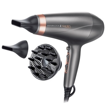 Uscator de par cu Motor putere 2200 W Remington Keratin Protect, Inel avansat cu Cheratina si Ulei de Migdale,90% mai multi ioni, 3 setari de temperatura, Jet aer rece, 2 nivele de viteza, Difuzor integrat, Agatatoare, Argintiu/Roz Uscator de par cu Motor putere 2200 W Remington Keratin Protect, Inel avansat cu Cheratina si Ulei de Migdale,90% mai multi ioni, 3 setari de temperatura, Jet aer rece, 2 nivele de viteza, Difuzor integrat, Agatatoare, Argintiu/Roz