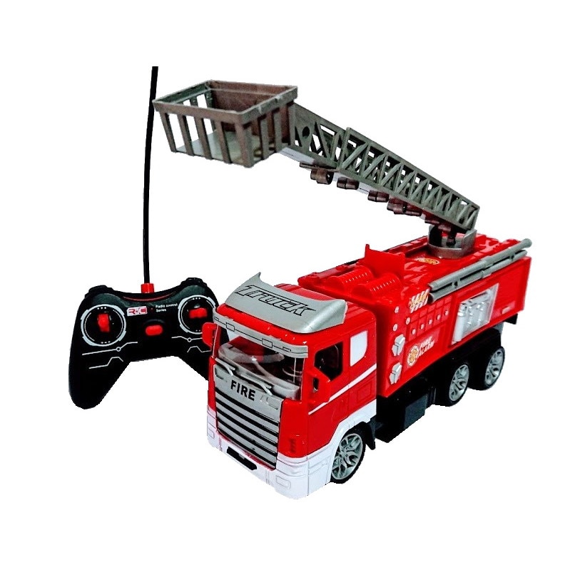 Masina de pompieri cu radio comanda, scara mobila 41 cm, baterii incluse