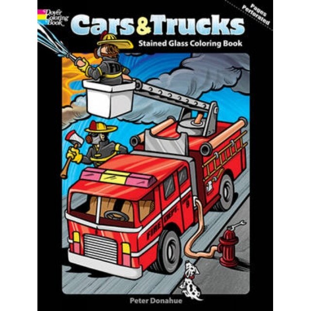 Cars & Trucks Stained Glass Coloring Book de Peter Donahue