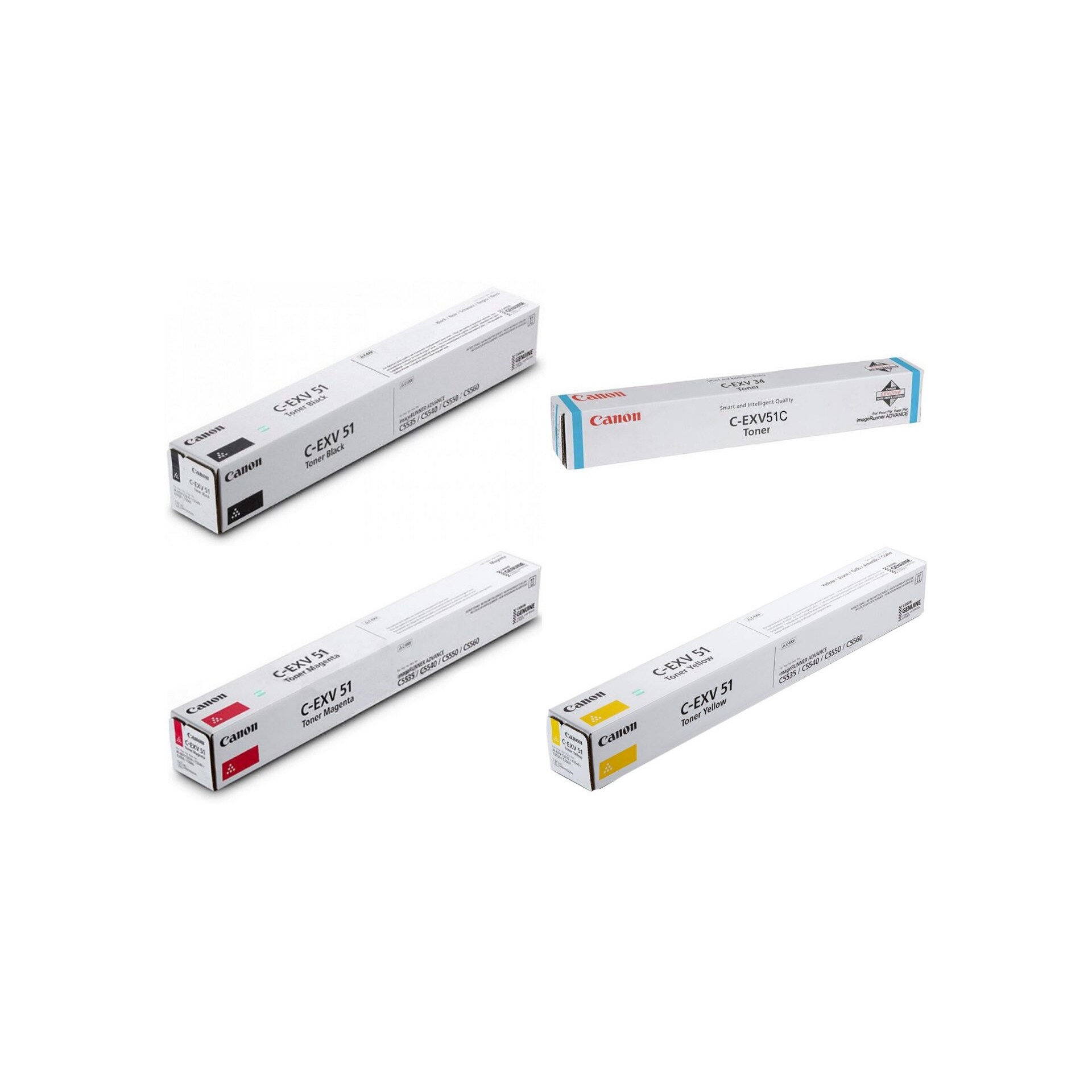 Pachet cartuse toner C-EXV51BK negru C-EXV51C cyan C-EXV51M magenta C-EXV51Y galben Canon original 249000 pagini