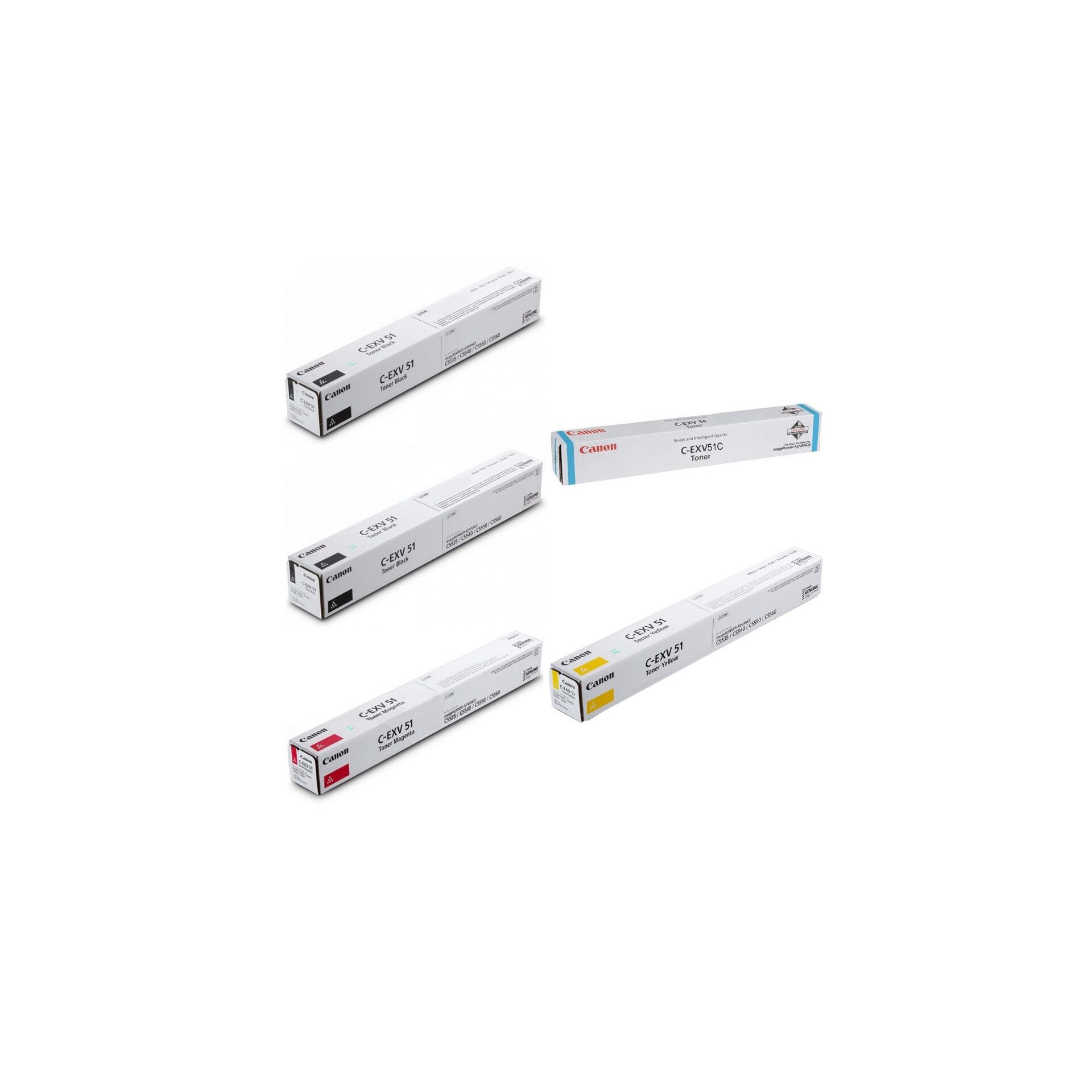 Pachet cartuse toner C-EXV51BK negru x2 C-EXV51C cyan C-EXV51M magenta C-EXV51Y galben Canon original 318000 pagini