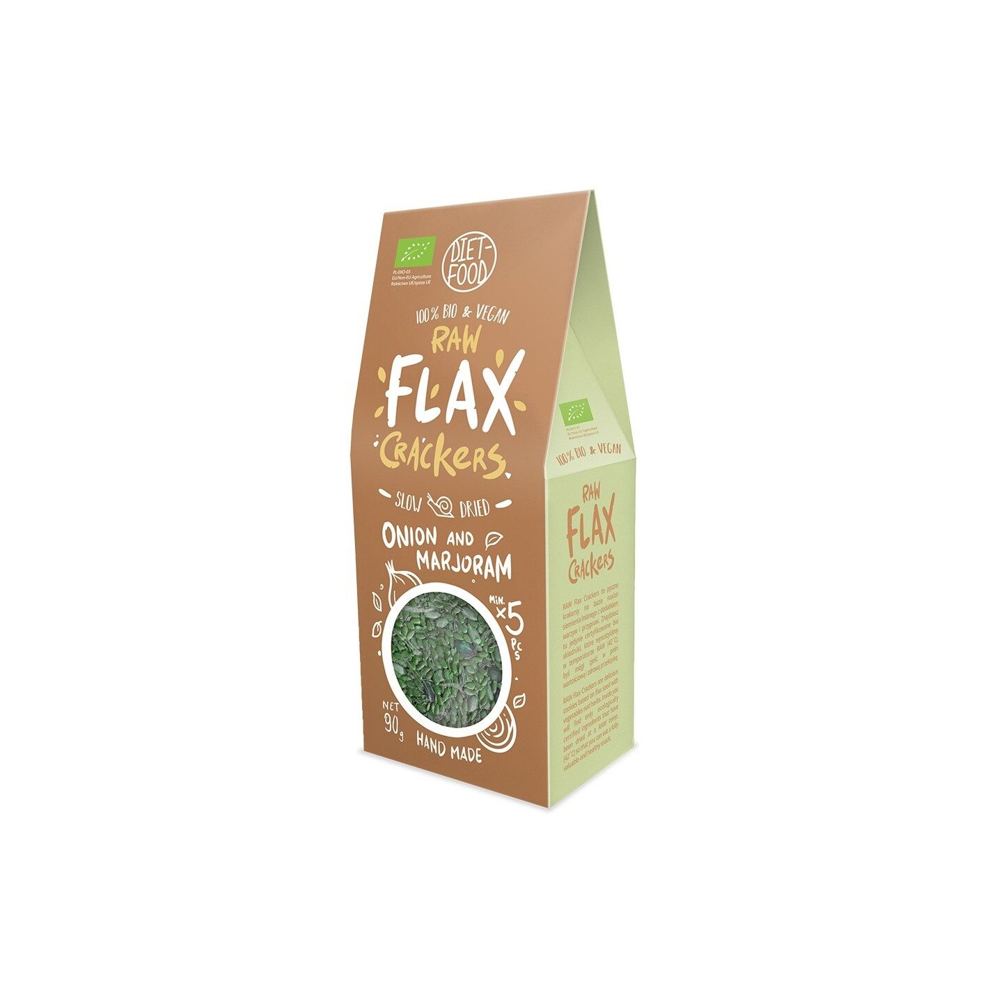 Fursecuri raw vegane din in cu ceapa si maghiran bio, Diet Food, 90g