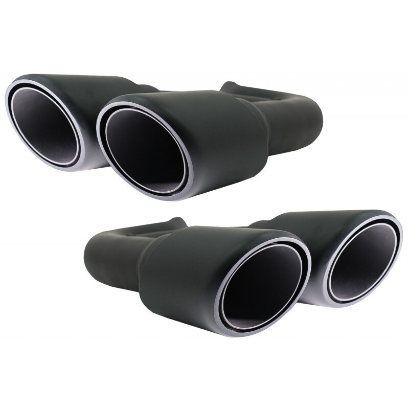 Set 2 Ornamente Evacuare compatibil cu Porsche Cayenne 92A V6 (05/2010-09/2014) GTS Design Negru Mat