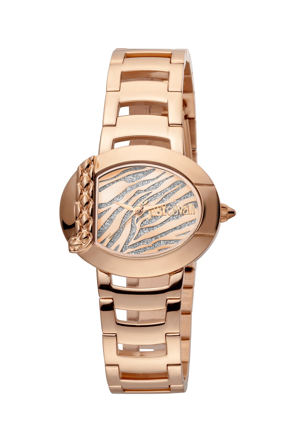 JUST CAVALLI, Ceas analog cu cadran stralucitor, Auriu rose